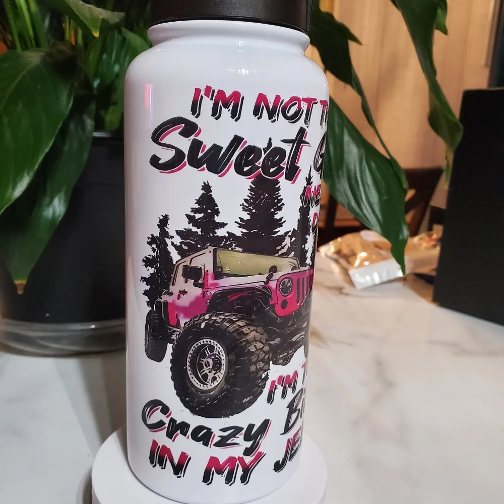 I'M THE Crazy BI*** IN MY JEEP 32oz Hydro Handle Bottle Tumbler 💜sale